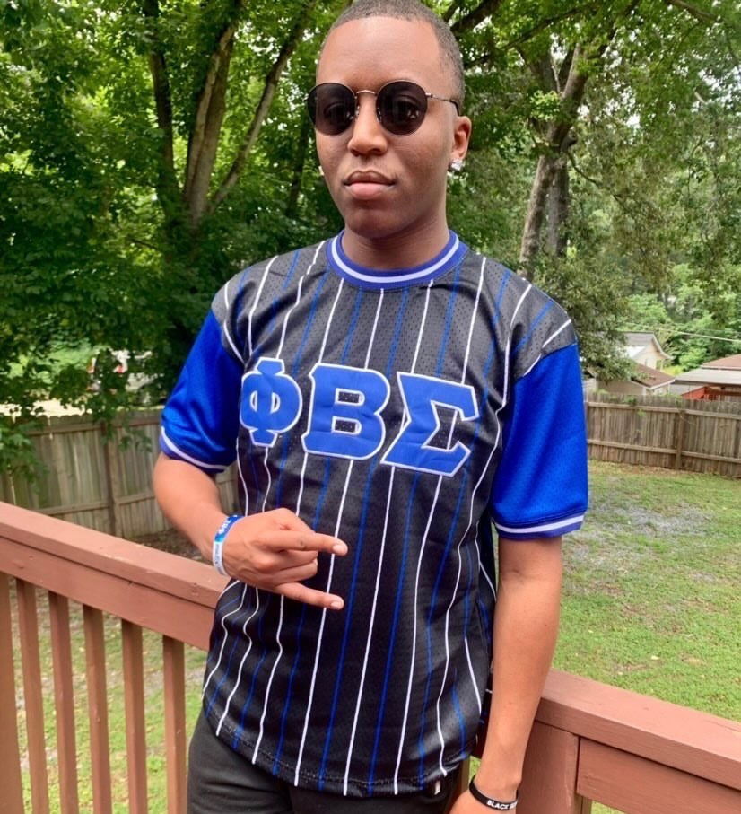 Black Phi Beta Sigma Pinstripe Baseball Jersey