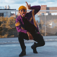 Omega Purple Denim and Old Gold Suede Jacket