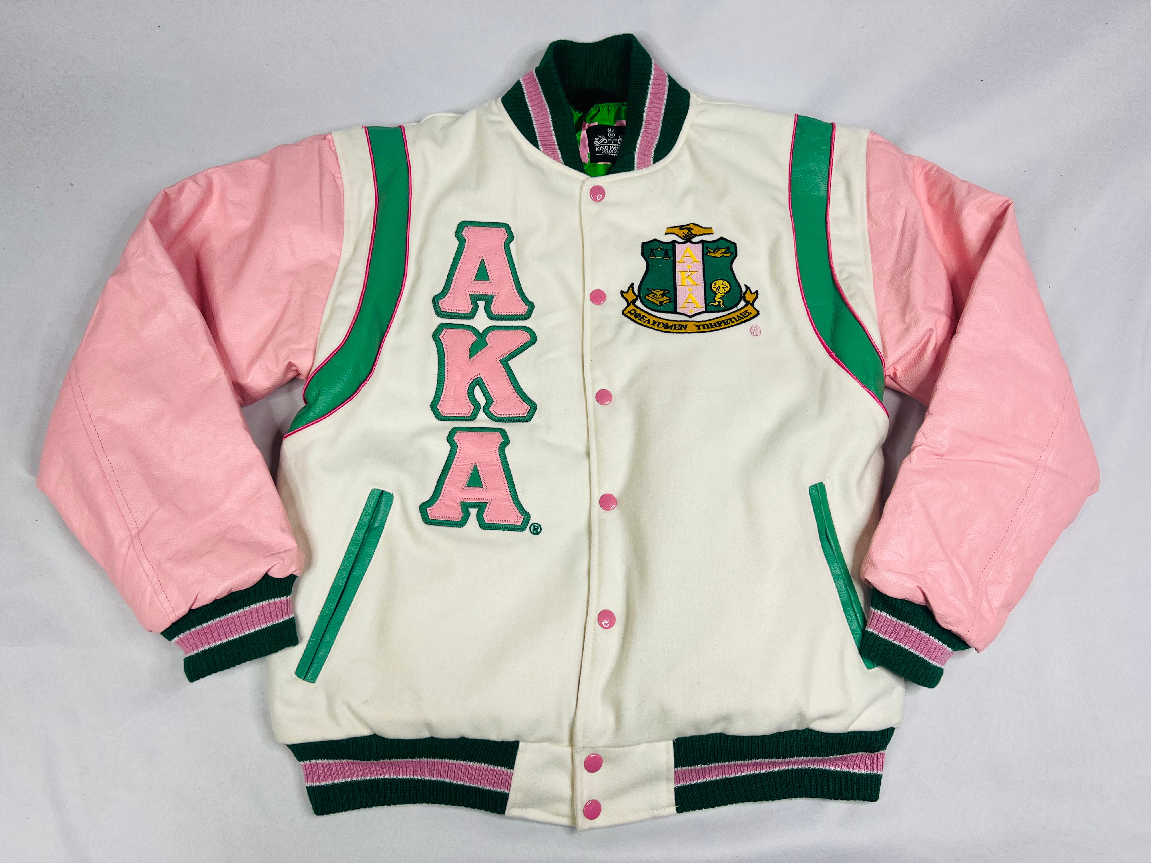 AKA Cream Wool and Leather Letterman Jacket