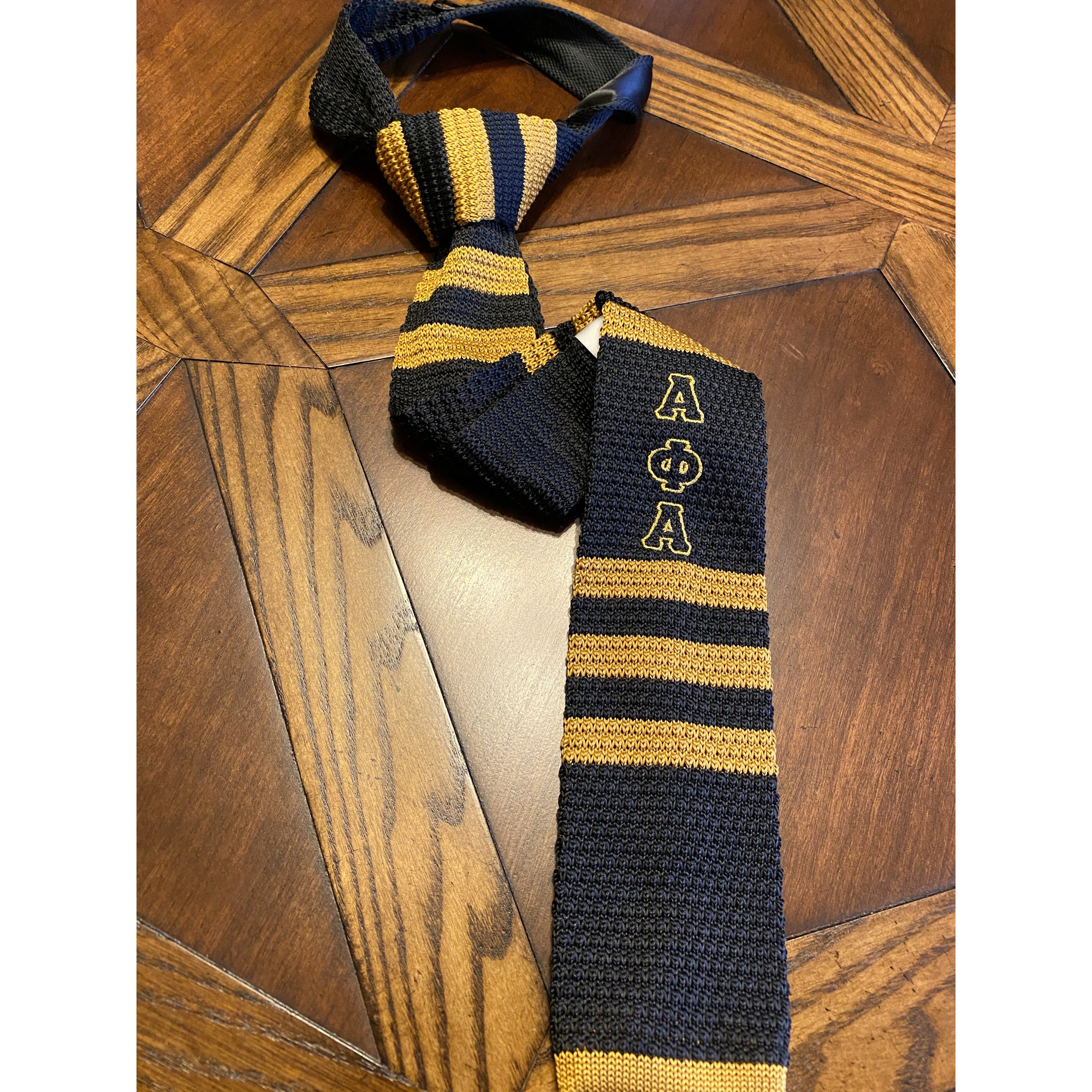 Black and Old Gold Alpha Knit Tie