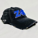 Black Denim Zeta Phi Beta Distressed Hat