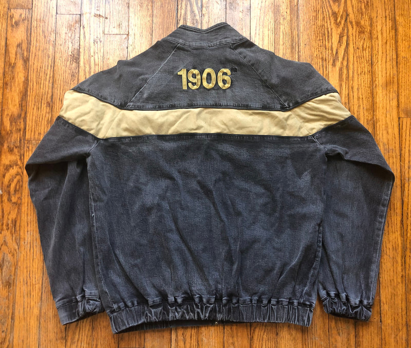 Alpha Black Washed Denim and Suede Jacket
