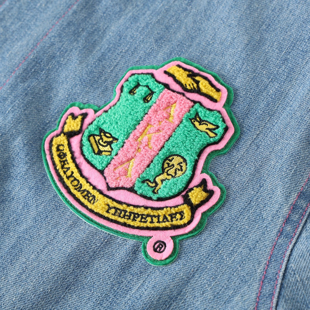 AKA Blue Denim Bomber Jacket Read Description