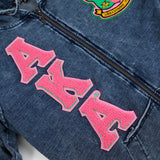 AKA Chenille Dark Washed Full Zip Denim Hoodie
