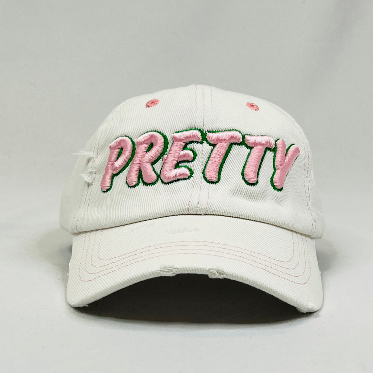 Pretty White Denim Distressed Hat