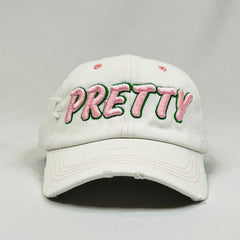 Pretty White Denim Distressed Hat
