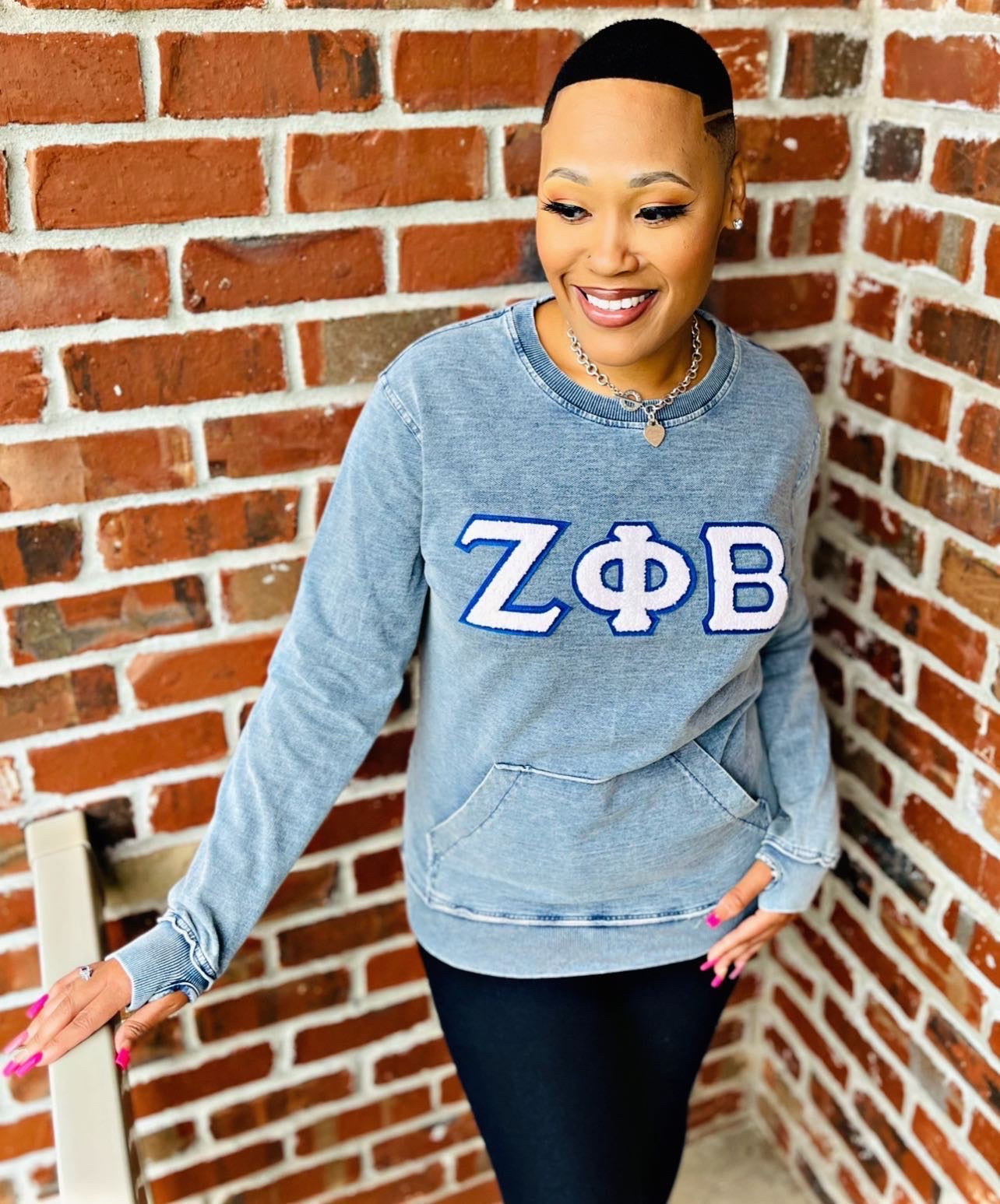 Zeta Denim Chenille Crewneck (Unisex Size)
