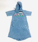 AKA Denim Hoodie Dress With Pockets