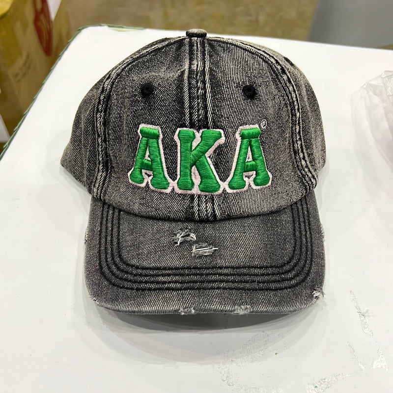 Green “AKA” Black washed denim Hat