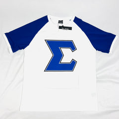 White & Blu Sigma Raglan Premium Shirt