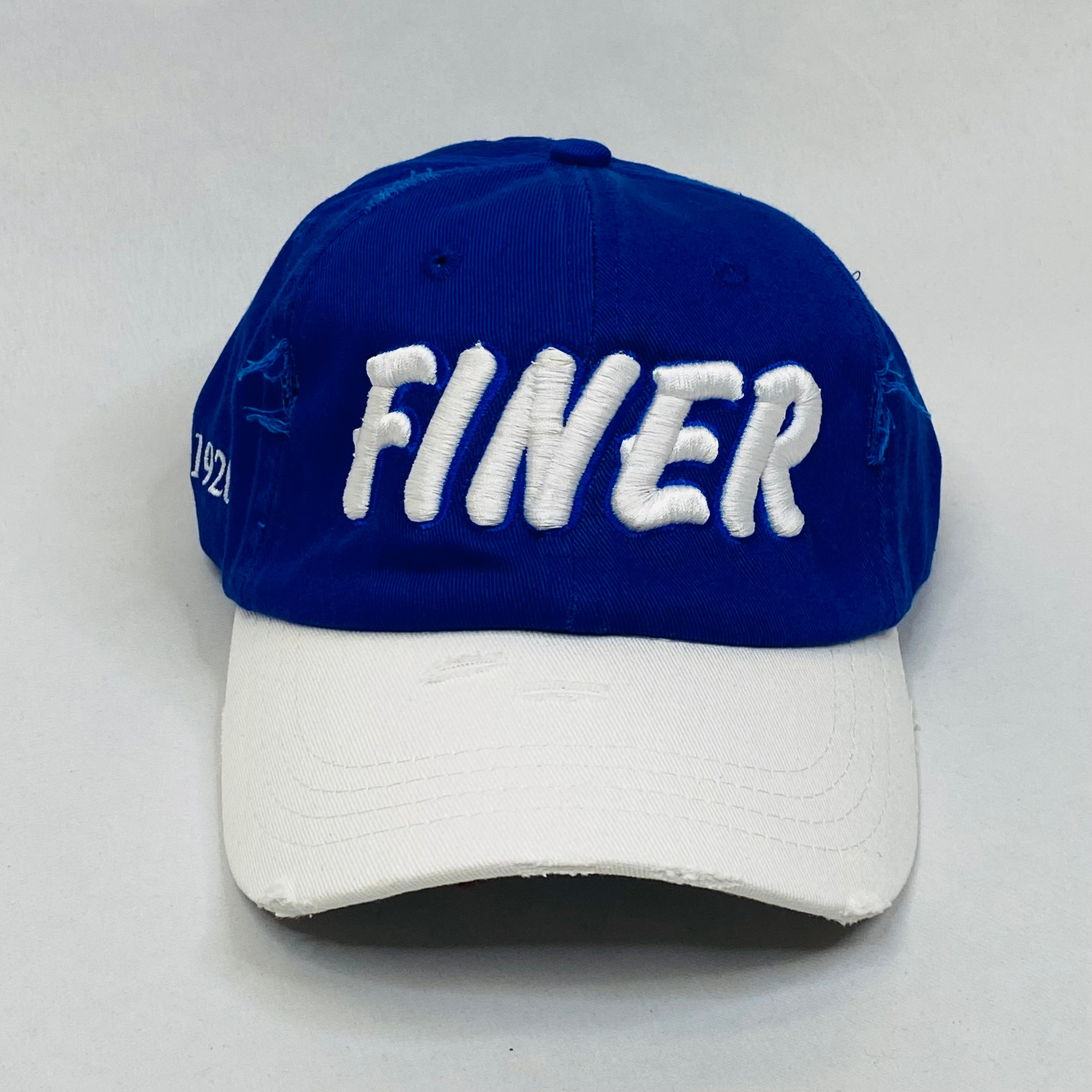 “FINER” Zeta Phi Beta Blue & White Distressed Hat