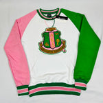 AKA Crest White Opp Sleeve Chenille Crewneck (Unisex Size)