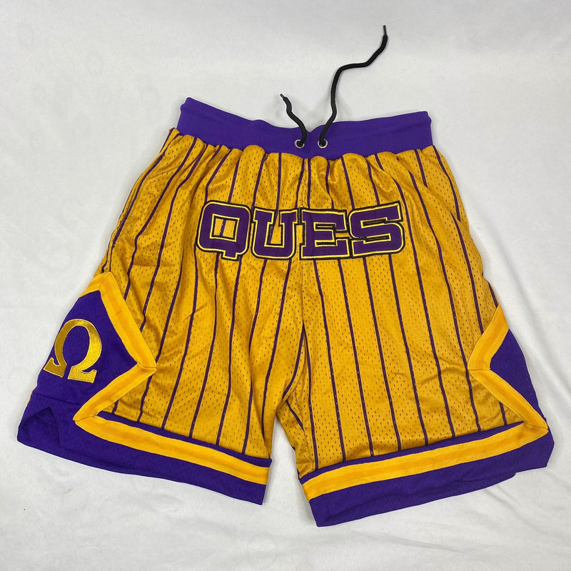 Omega Gold Pinstripe Heavy Mesh Basketball Shorts