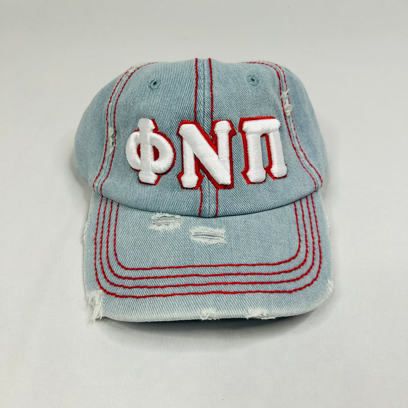 Phi Nu Pi Denim Distressed Hat