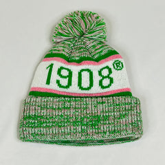 AKA White Beanie Hat with Pom