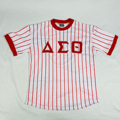 Delta White Pinstripe Baseball Jersey