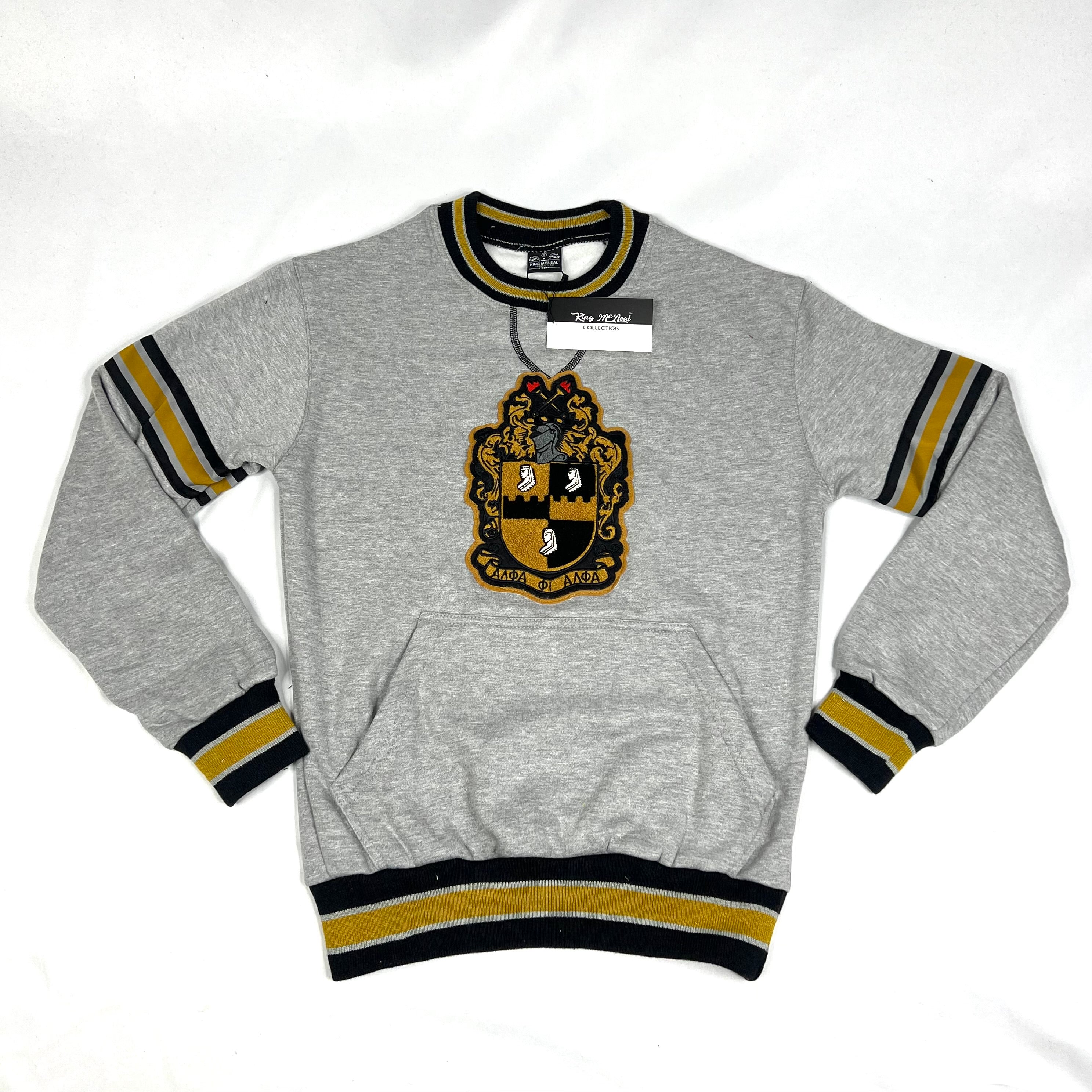 Alpha Grey Crest Chenille Crewneck