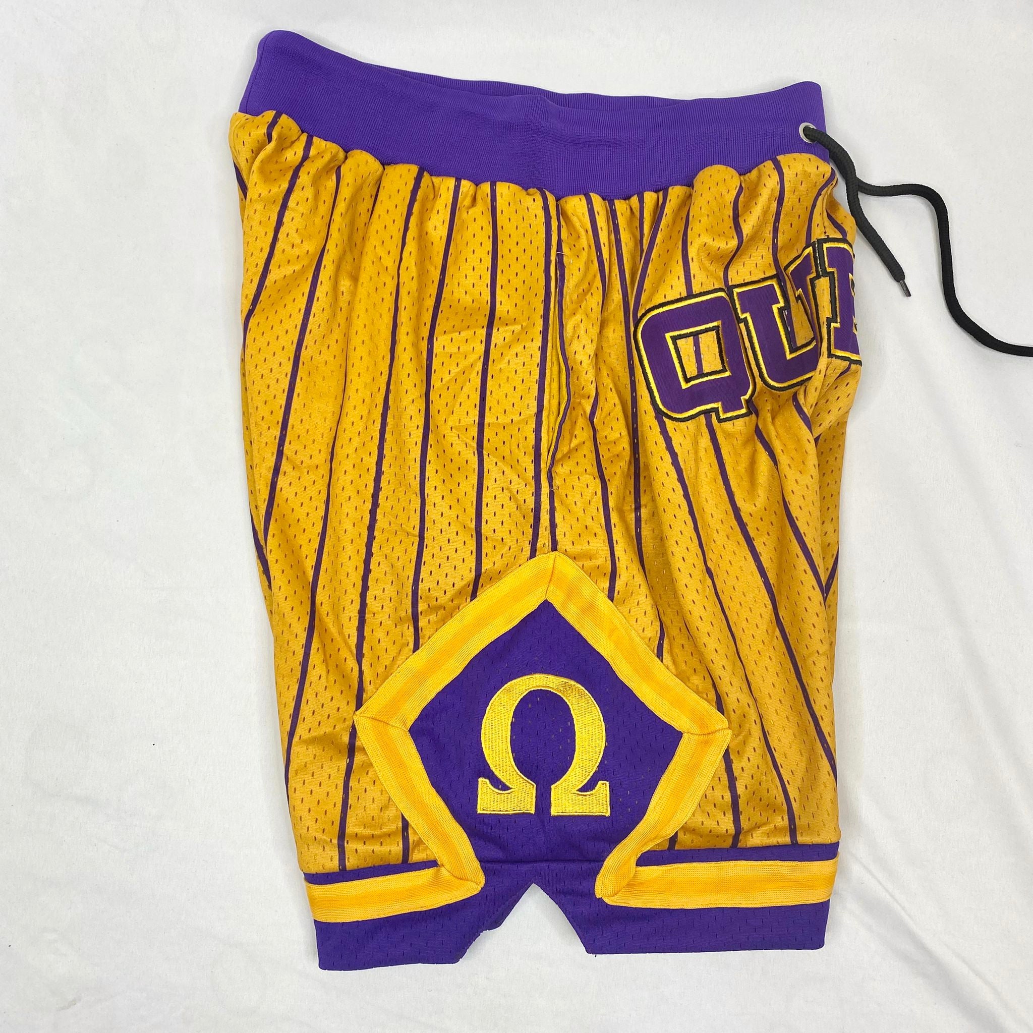 Omega Gold Pinstripe Heavy Mesh Basketball Shorts