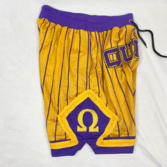 Omega Gold Pinstripe Heavy Mesh Basketball Shorts