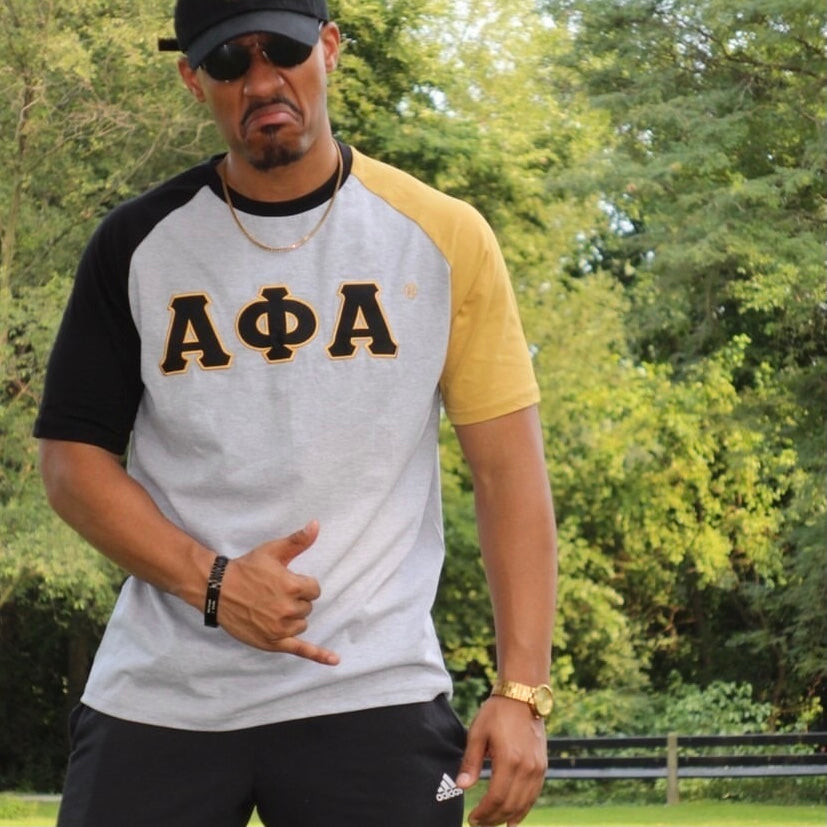 Alpha Letter Grey Opposite Sleeve Premium Shirt