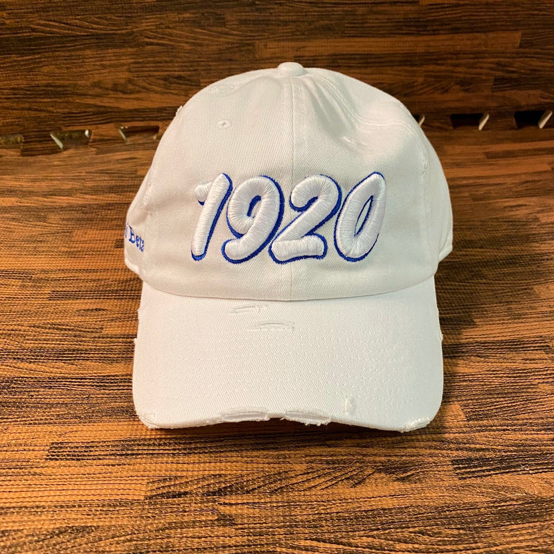 Zeta 1920 White Distressed Hat