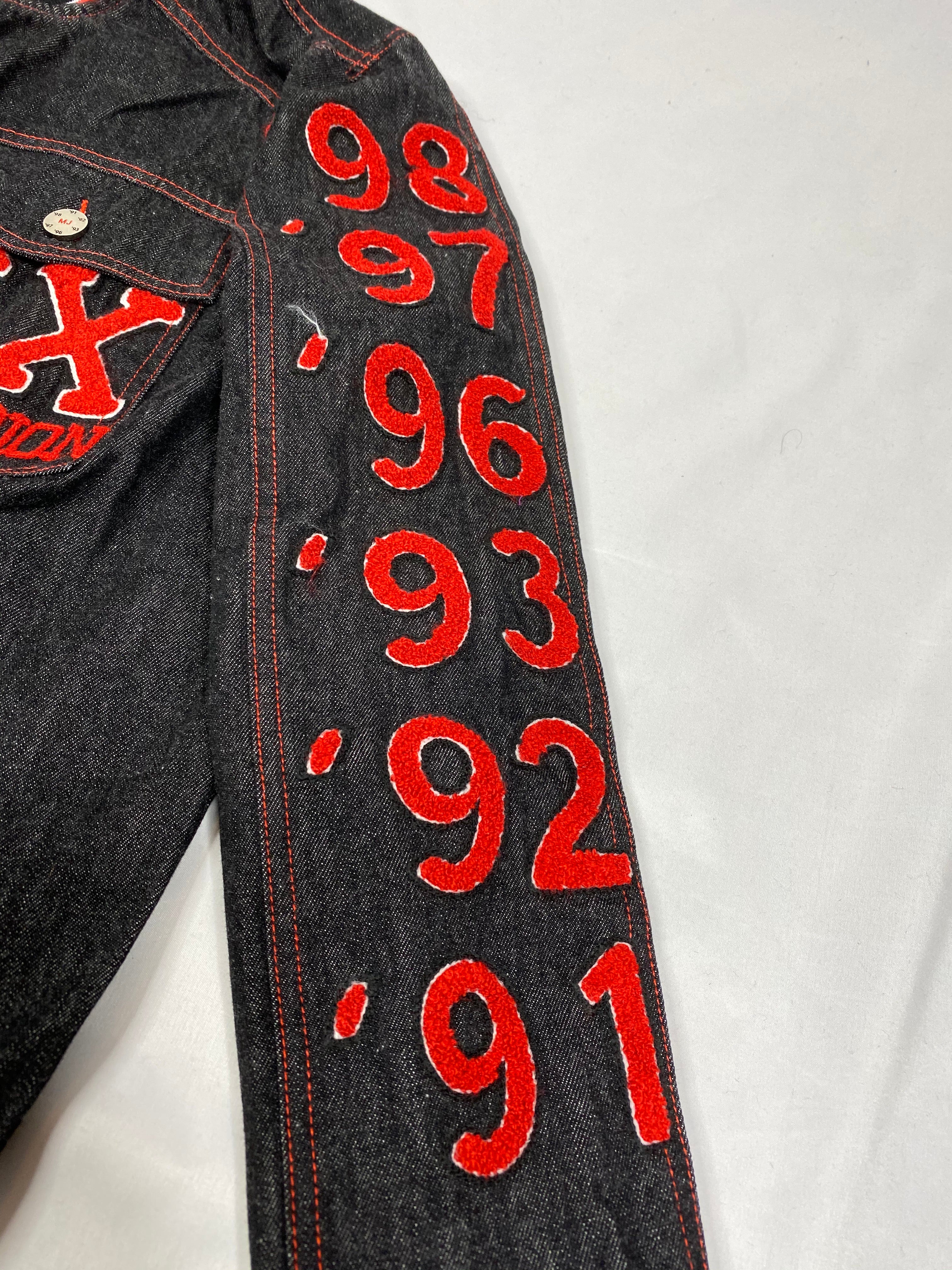 Custom Goat Black Denim Bomber Jacket