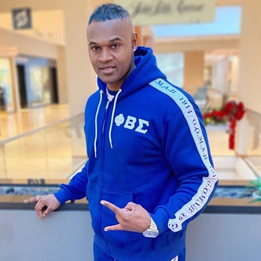 Blue Phi Beta Sigma Tapered Sweatsuit Jacket