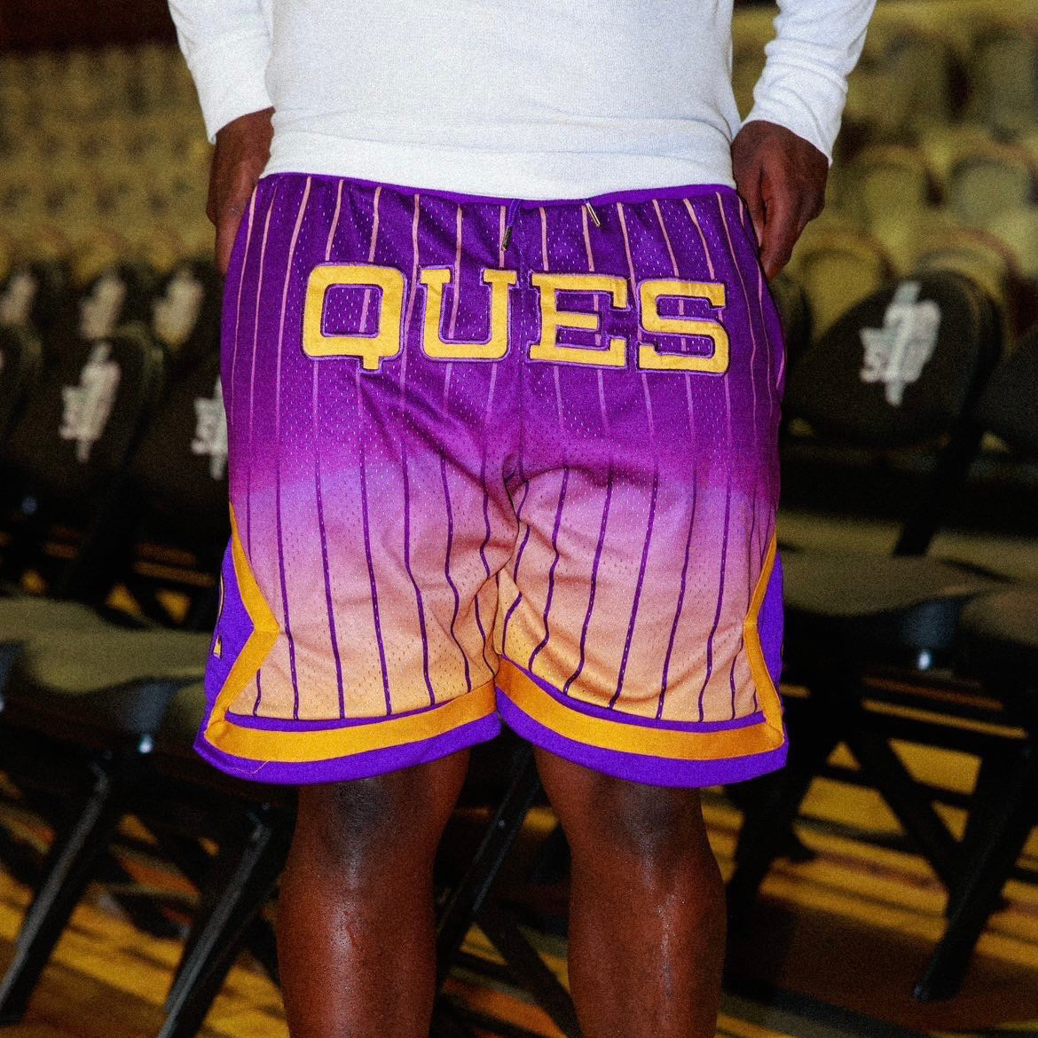 Omega Faded Pinstripe Heavy Mesh Basketball Shorts