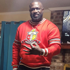 Kappa Red Crest Stripe Chenille Crewneck
