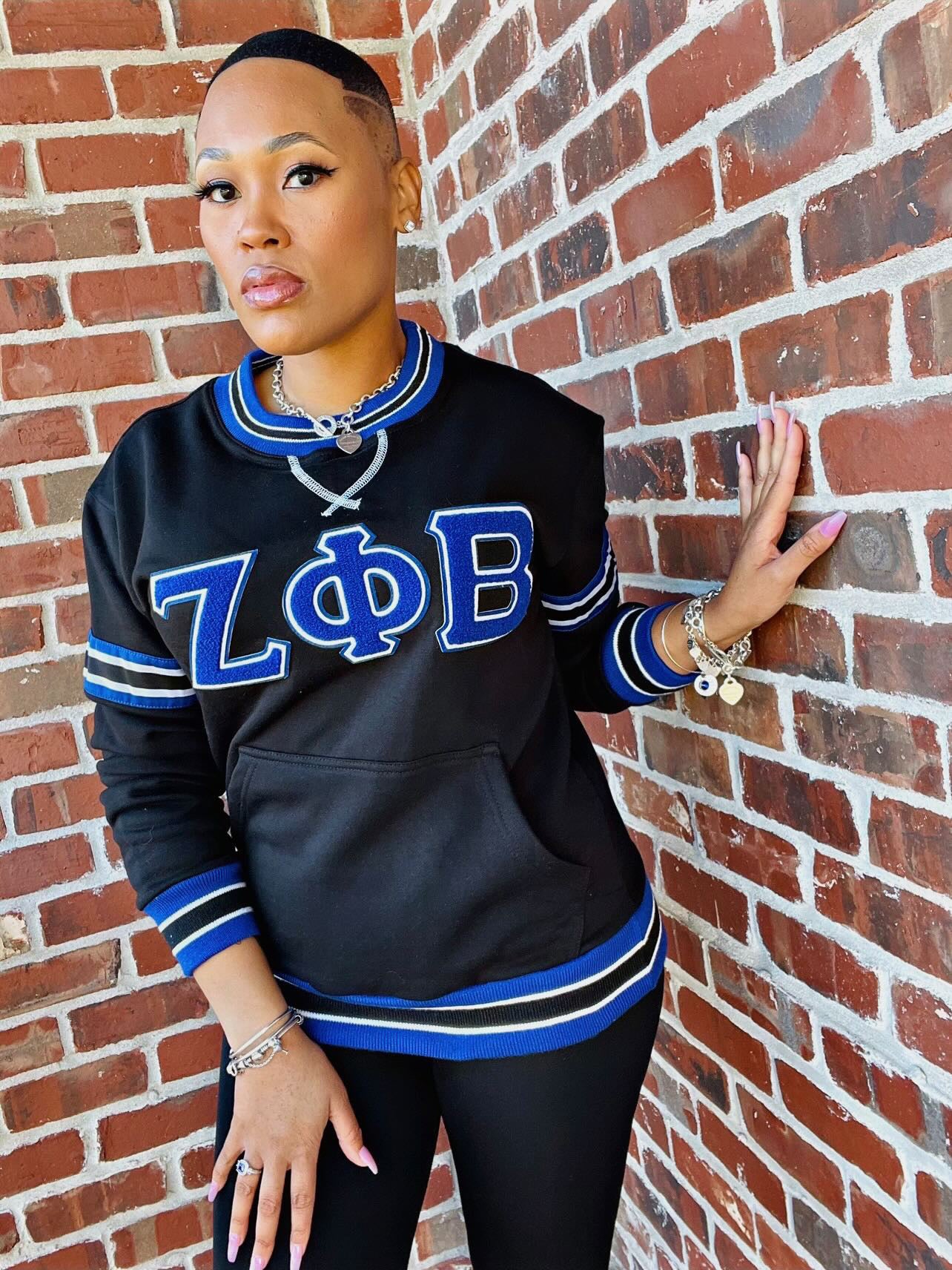 Zeta Phi Beta Black Chenille Crewneck