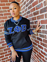 Zeta Phi Beta Black Chenille Crewneck