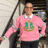 AKA Pink Stripe Chenille Crewneck (Unisex Size)