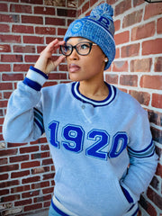 Zeta Phi Beta Grey 1920 Chenille Crewneck