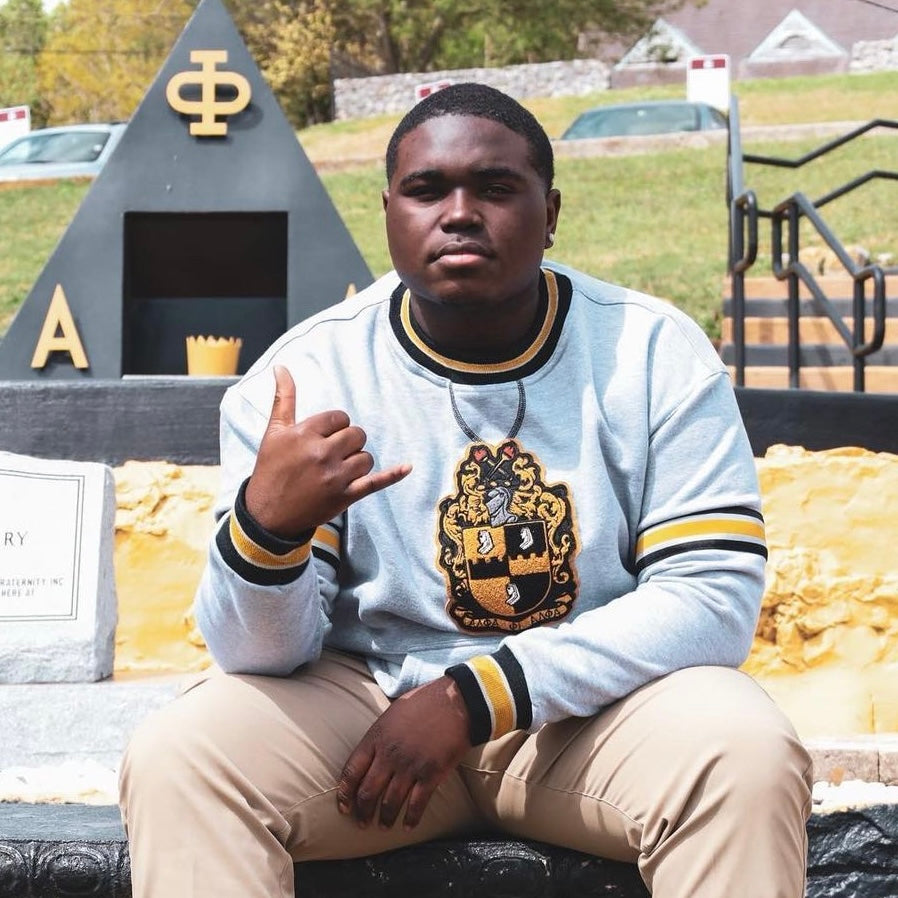 Alpha Grey Crest Chenille Crewneck