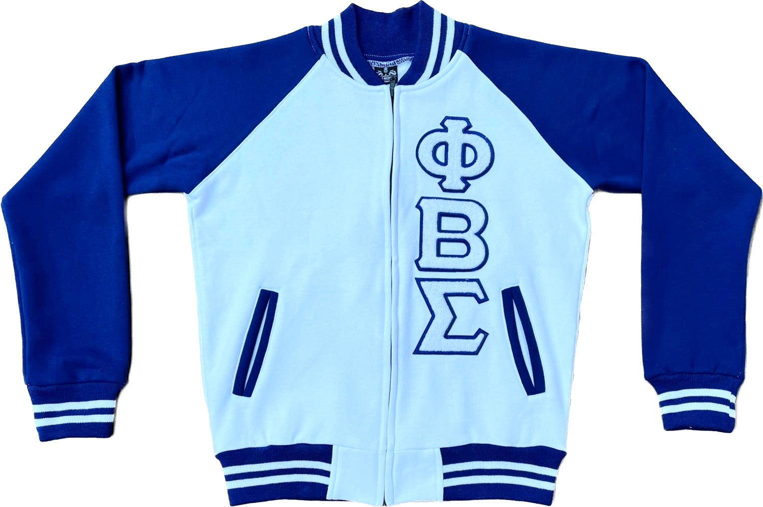 PBS White Varsity Fleece Jacket