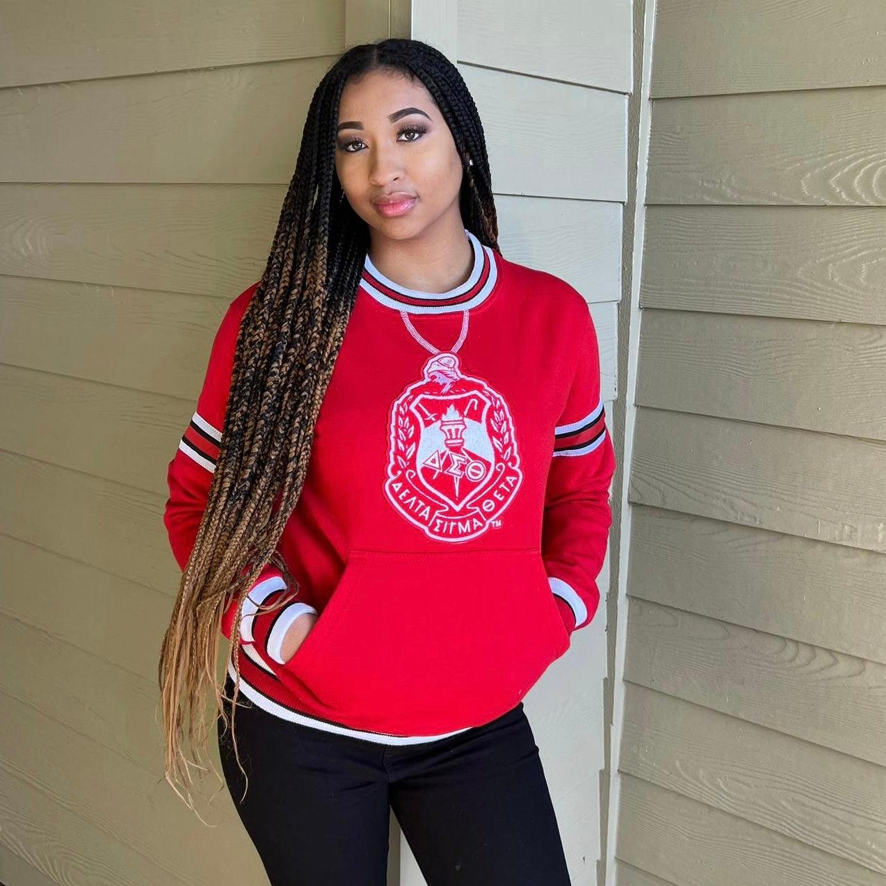 DST Red Crest Chenille Crewneck