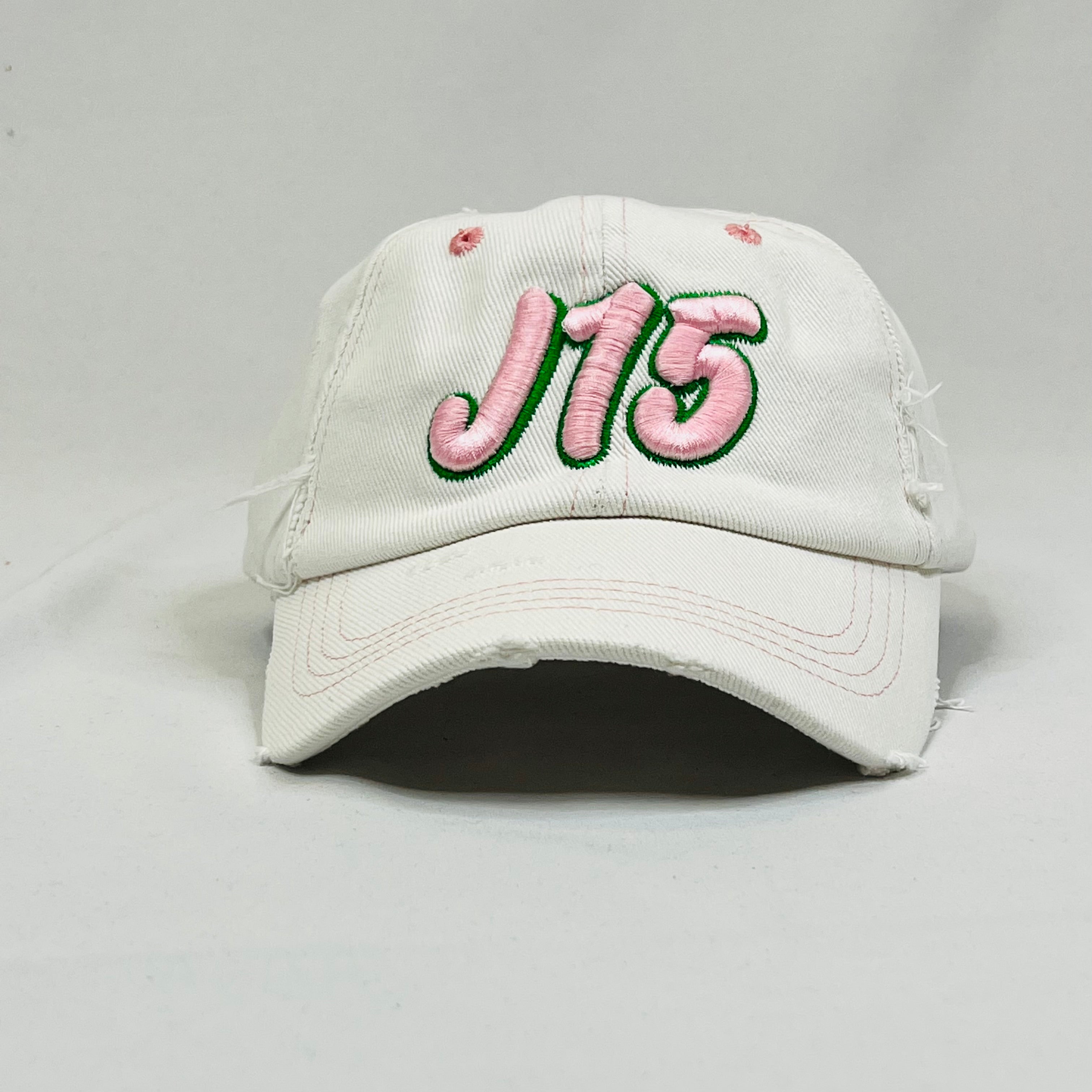 J15 White Denim Distressed Hat
