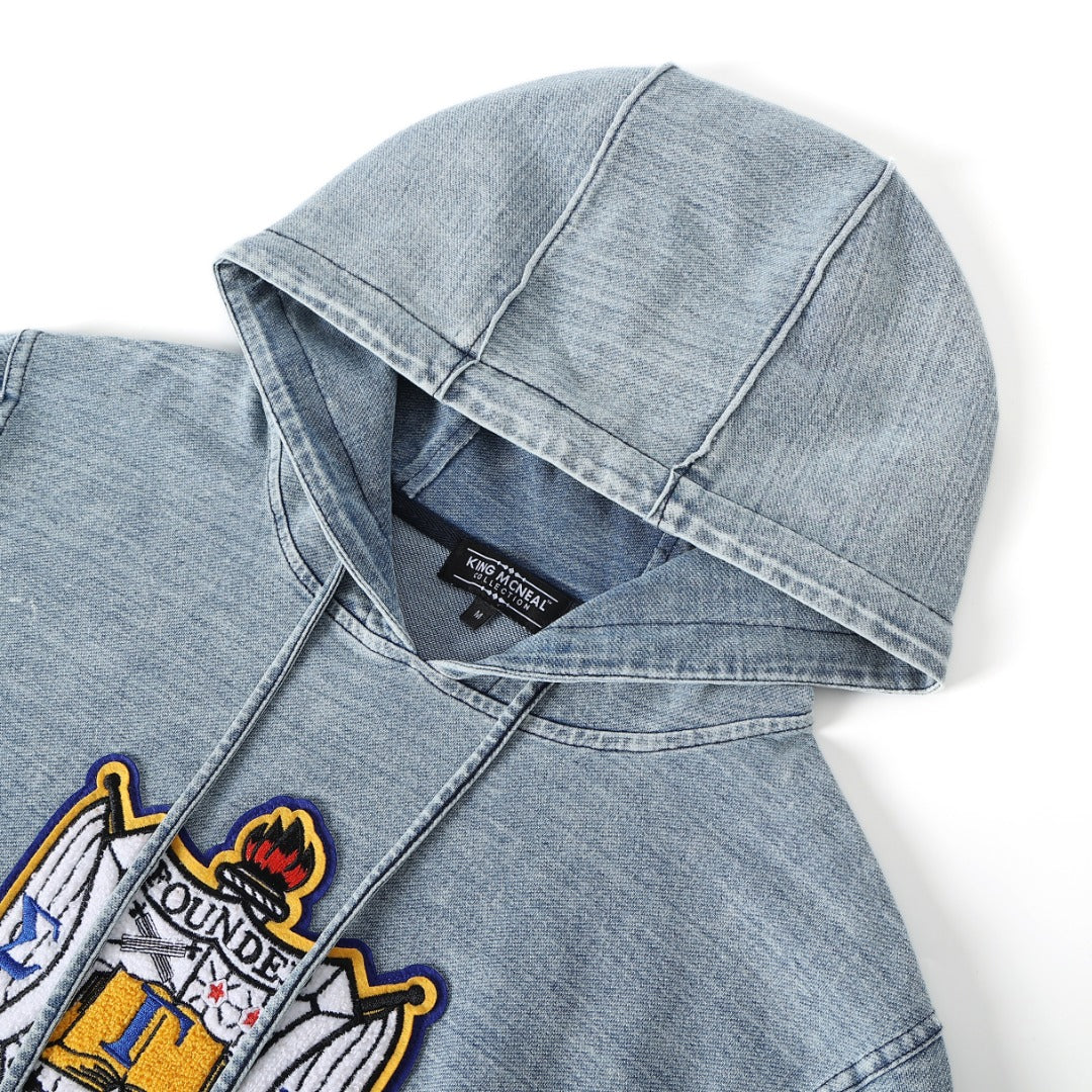Sigma Gamma Rho Chenille Crest Light Denim Hoodie