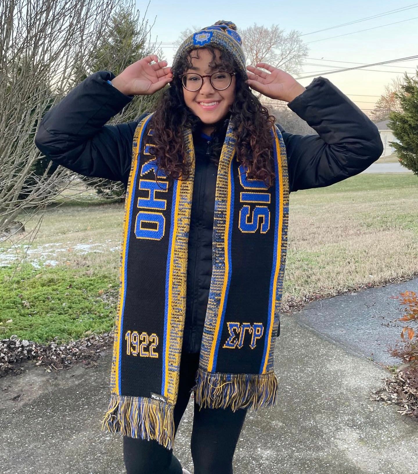 SGRho Black Scarf and Hat Set