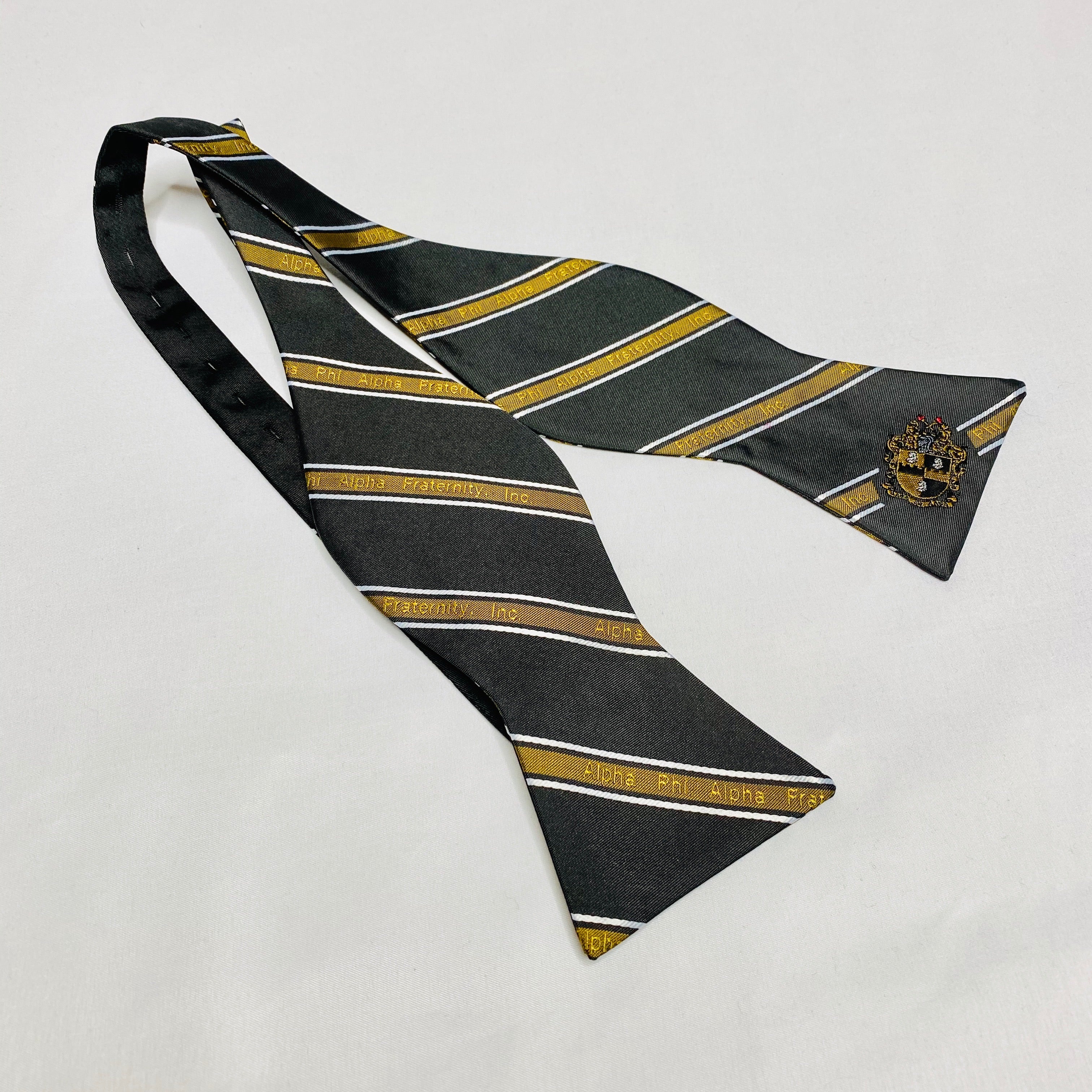 Black and Old Gold Alpha Monogram BowTie