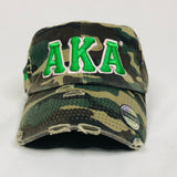 AKA Camo (Green Letters) Hat