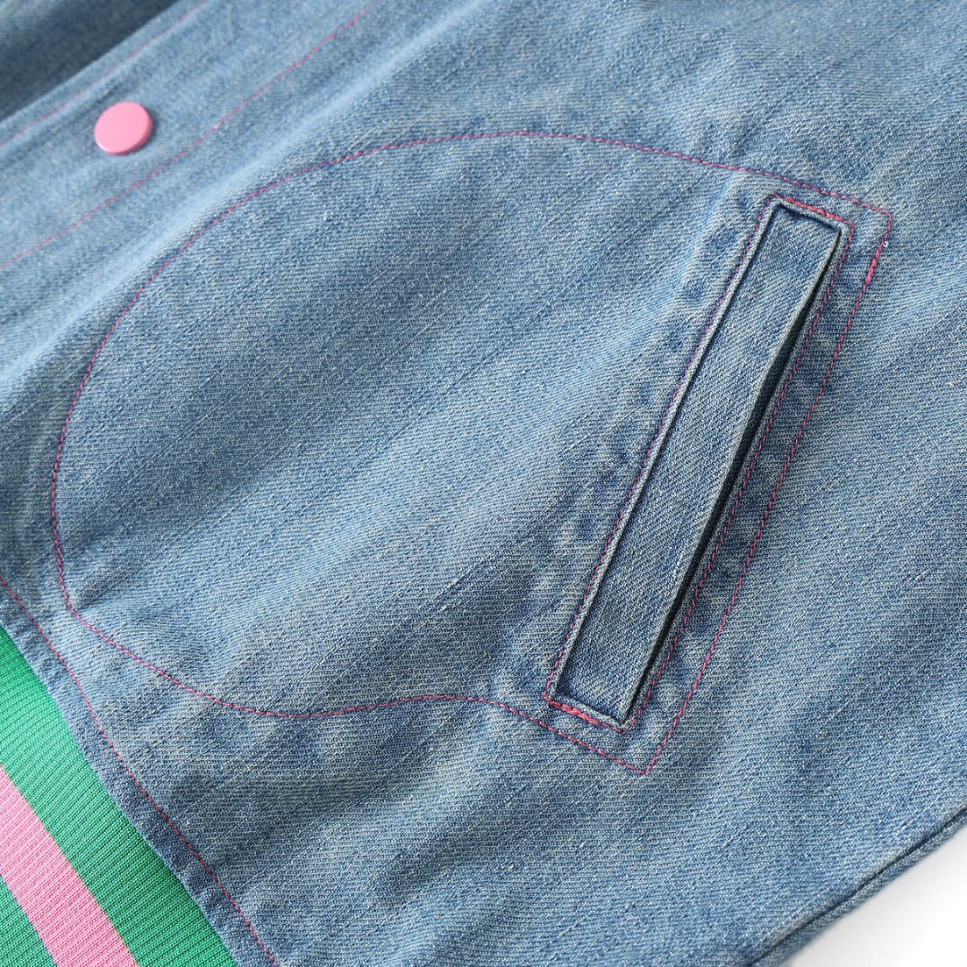AKA Blue Denim Bomber Jacket Read Description