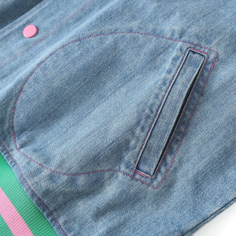AKA Blue Denim Bomber Jacket Read Description