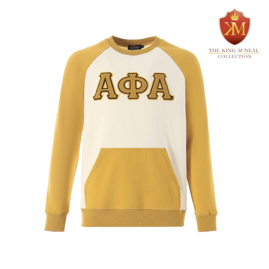 Alpha Neutral/Gold Chenille Pocket Crewneck