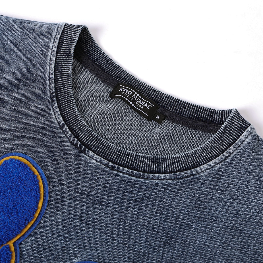 SGRho Chenille Poodle Denim Pocket Crewneck
