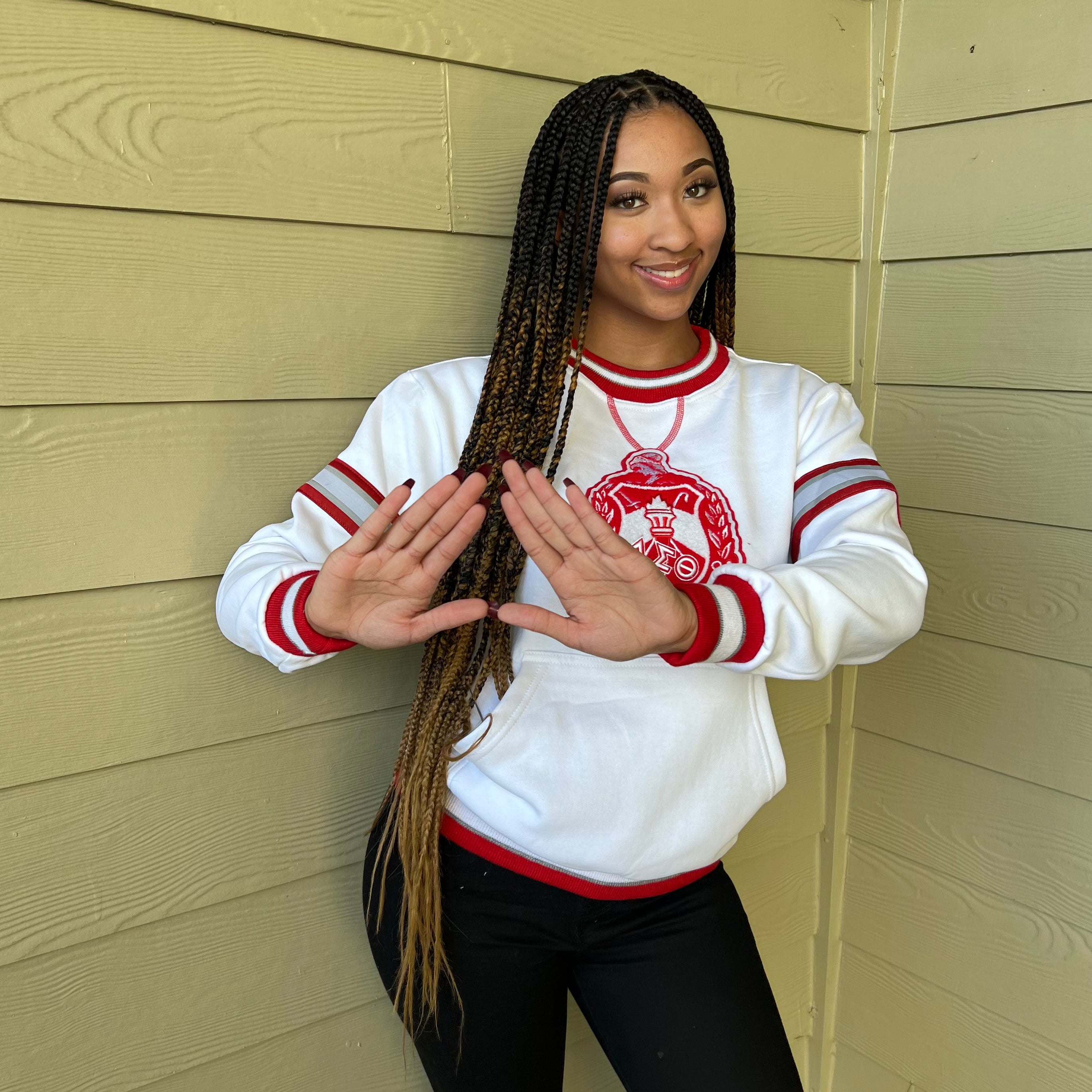 DST White Crest Striped Chenille Crewneck (Unisex Size)