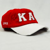 “KAΨ” Kappa Alpha Psi Red & White distressed hat