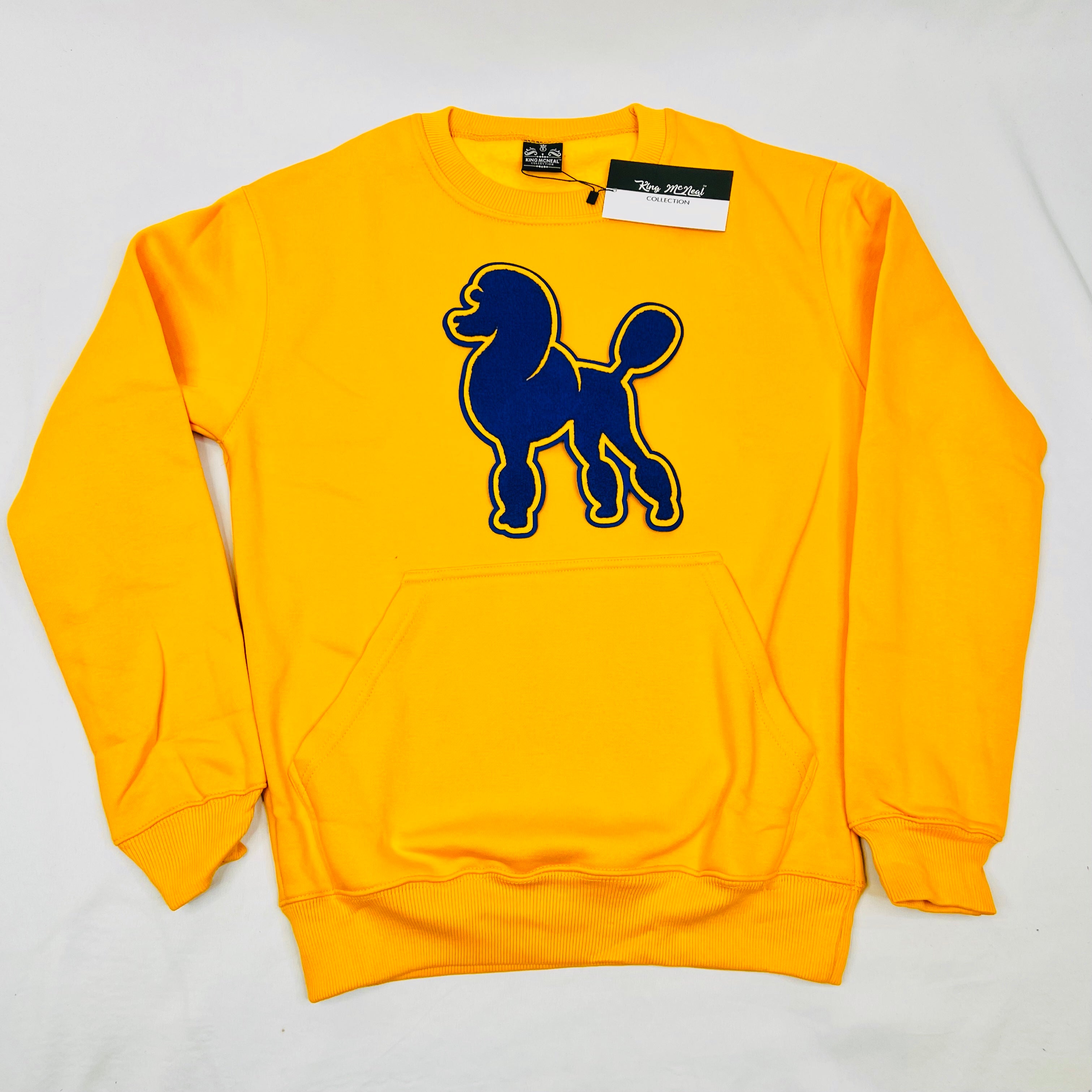 Poodle Gold Chenille Pocket Crewneck