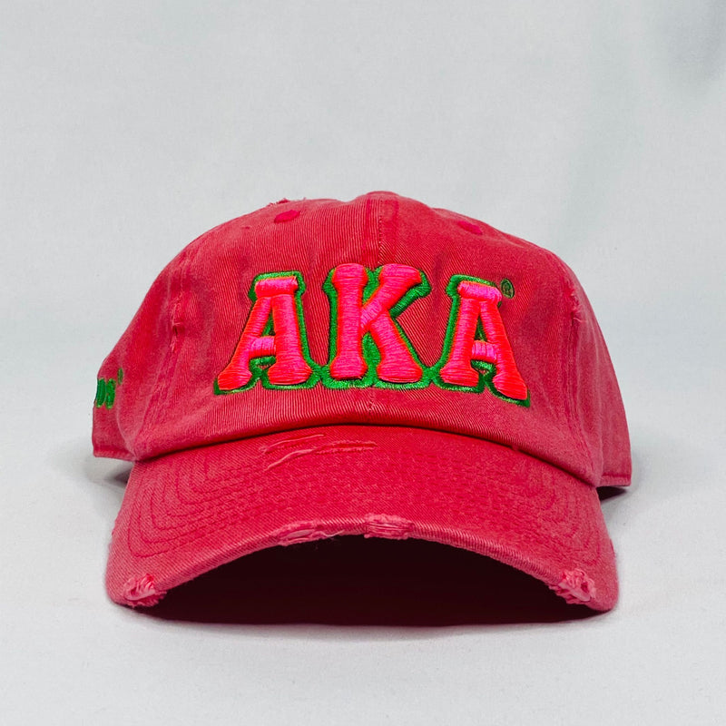 AKA Hot Pink Distressed Hat