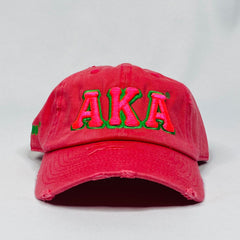 AKA Hot Pink Distressed Hat